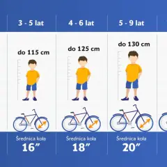 Tabela rozmiarów rowerów: dla wzrostu 180 cm, szukaj ramy z kołami 24" lub większymi.