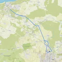 Mapa pokazuje trasy rowerowe Słupsk i okolic, łączące miasto z Ustką i innymi miejscowościami.