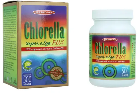Chlorella Meridian Super Alga PLUS, 500 tabletek. Atrakcyjna chlorella cena dla zdrowia.