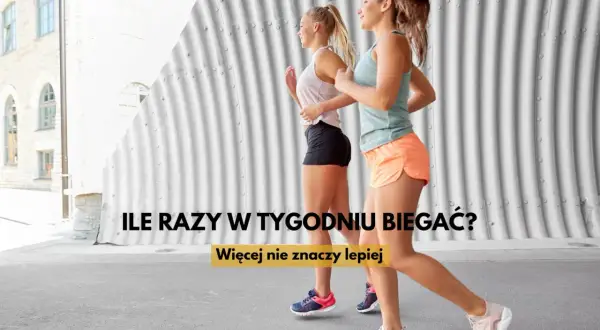 Dwie kobiety biegają, zastanawiając się, jak często biegać. Tekst sugeruje, że więcej nie znaczy lepiej.