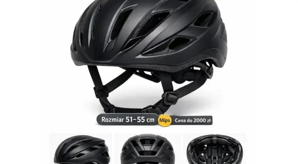 Czarny kask rowerowy z systemem MIPS. Dowiedz się, jak zmierzyć głowę do kasku, by wybrać rozmiar 51-55 cm.