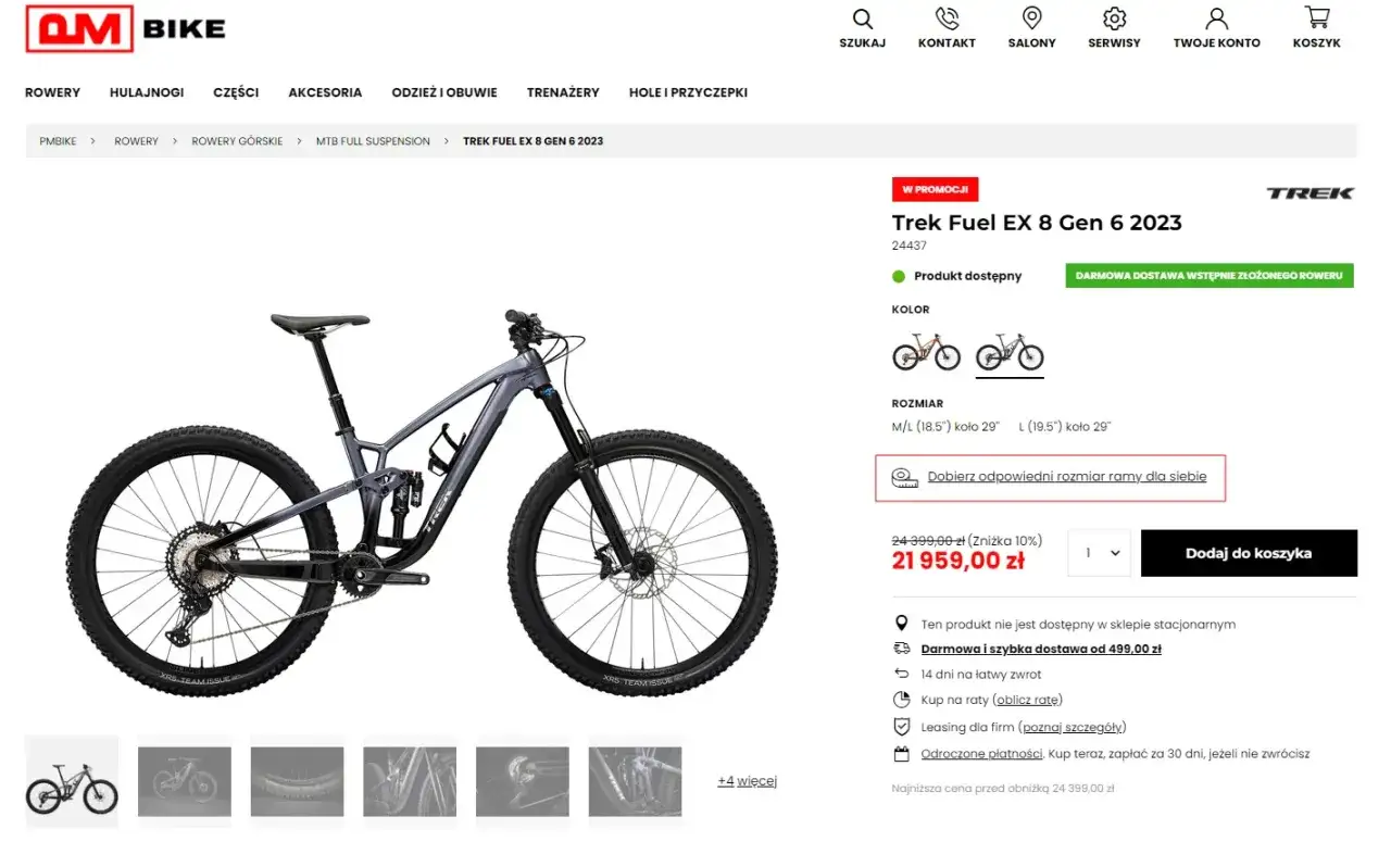 Szary rower górski Trek Fuel EX 8 Gen 6 2023. Sprawdź, jak sprawdzić rok produkcji roweru, przeglądając szczegóły produktu.