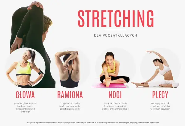 Stretching dla początkujących: ćwiczenia na głowę, ramiona, nogi i plecy.